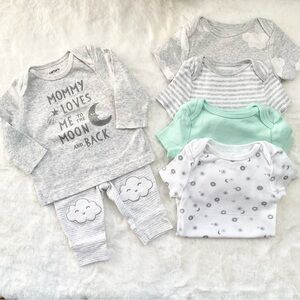 Gray and Mint Baby Cloud Island & Carter’s Outfit Set